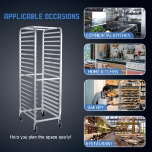 Profeeshaw Bun Pan Bakery Rack 20 Tier with Wheels, Aluminum Racking Trolley Storage for Half or Full Sheets