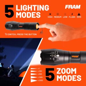 FRAM FAC40006 Handheld Flashlight, Portable and Convenient, Perfect for Camping Essentials, Survival Gear, Waterproof lamp.