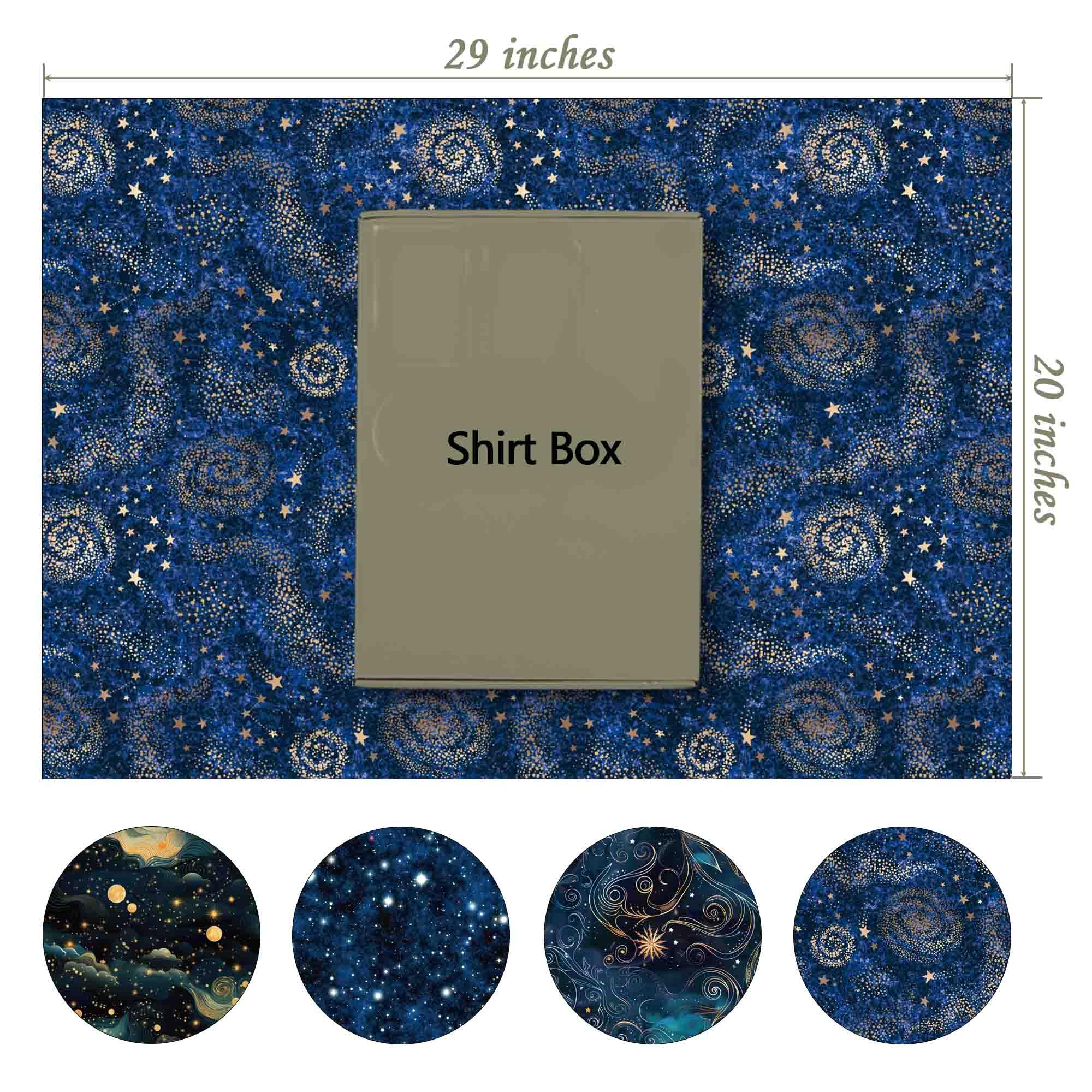 RiukRaiu Galaxy Wrapping Paper for Kids - Blue Gold Night Sky Nebula Star Gift Wrap for Birthday, Party, Holiday – 8 Folded Sheets 20 x 29 Inch, Easy to Store