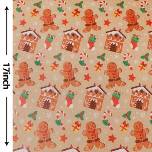 RayofSun christmas wrapping paper,Gingerbread Man gift wrapping paper rolls,kraft gift wrapping paper for people Make the gift more exquisite for celebrating Christmas (pack of 1:17 in x 32 ft)