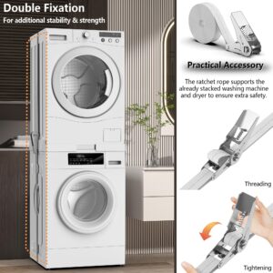 JHCHU Universal Stacking Kit for Washer and Dryer, Adjustable Frame Range 17-3/4" ~ 26-3/4" (45~68cm), Offering Solutions for Stacking Different Sizes of Washing Machine and Tumble Dryers