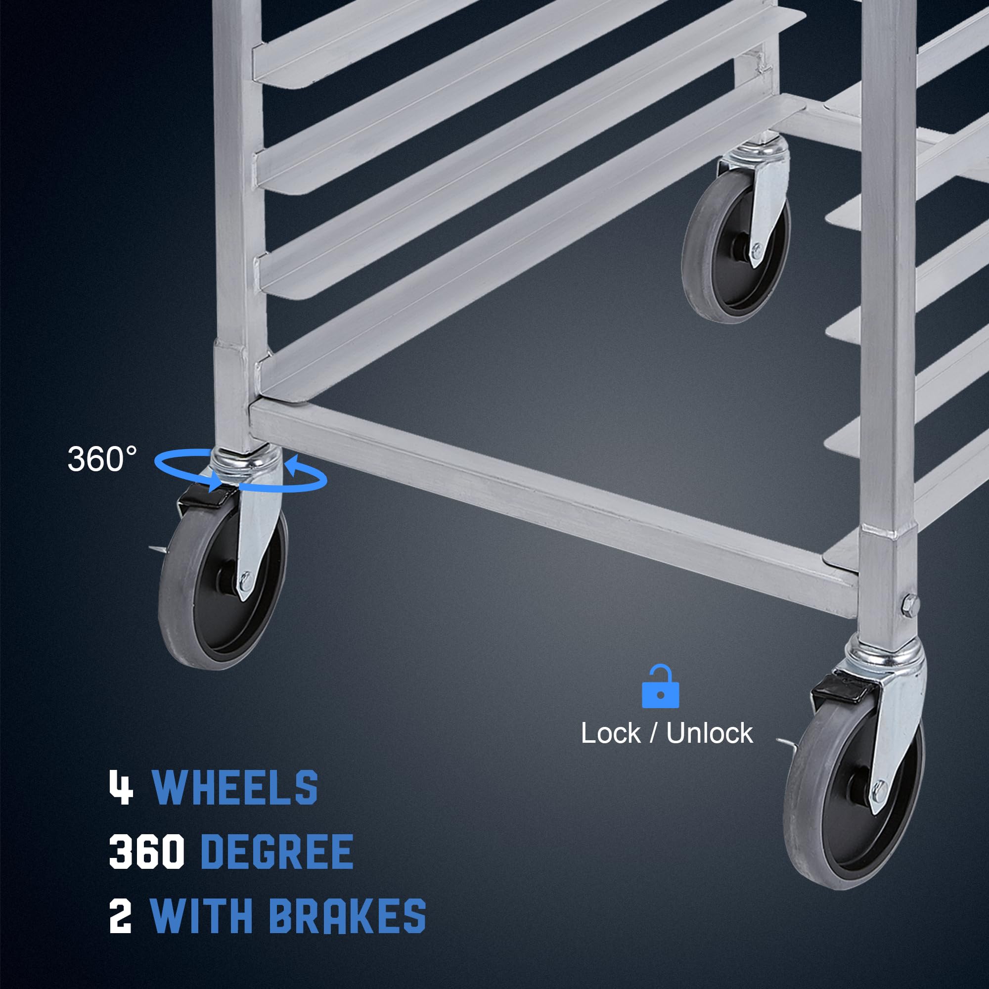 Profeeshaw Bun Pan Bakery Rack 20 Tier with Wheels, Aluminum Racking Trolley Storage for Half or Full Sheets