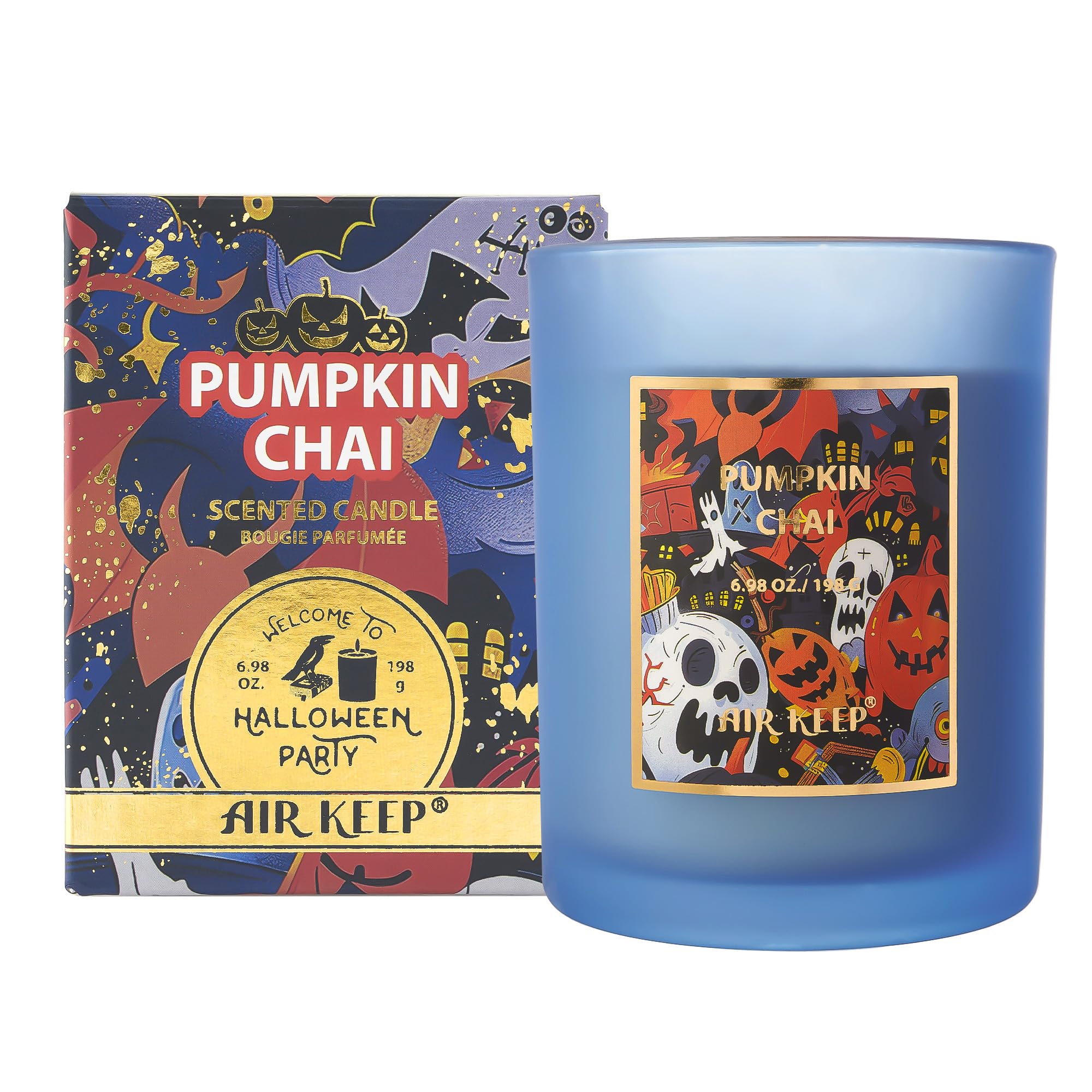 Airkeep Fall Candle，Pumpkin Chai Candle - 6.98 oz Scented Candle for Home,Aromatherapy Candle Gift Set for Women and Men,Autumn Candle Long Burn time