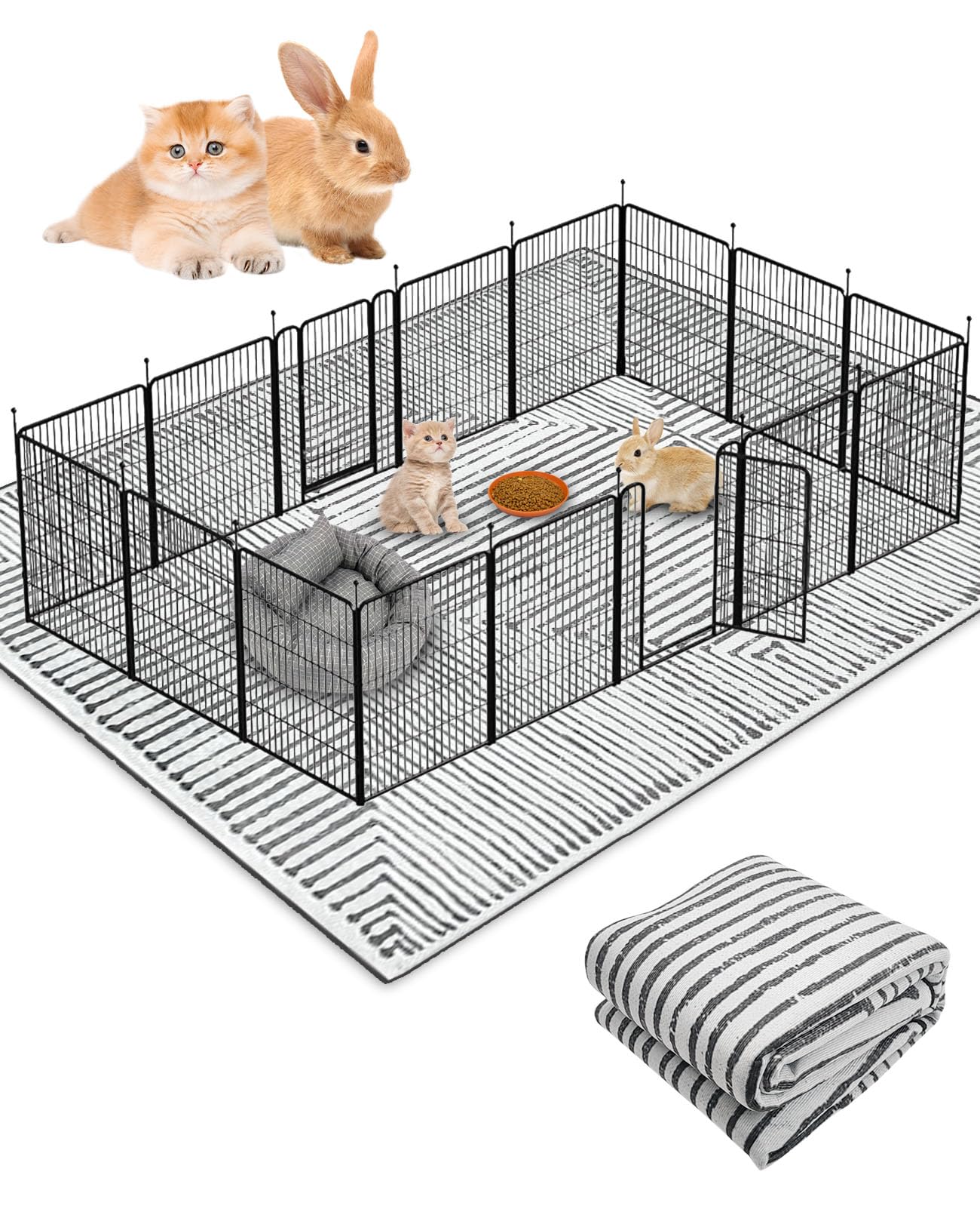 BNOSDM 79" X 55" Washable Bunny Cage Liners Large Rug for Rabbits Large Non Slip Pad for Bunnies Resuable Rabbit Liner for Chinchillas Cats Guinea Pigs Ferrets Dogs