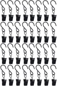 32 pack metal curtain clips, small hook clips string lights clips heavy-duty hooks for curtain photos home decoration indoor outdoor art craft display, black