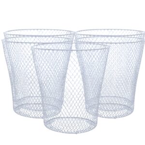 boss class bcl wire mesh round waste basket, 9in (white, pack of 5) lightweight trash can open top wastebasket recycling bins desk office school garbage cans home essential & custom storage carrier