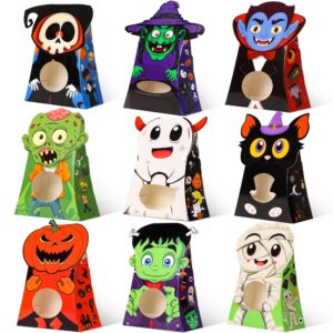 halloween treat boxes bulk-54pcs halloween goodies candy boxes with window, halloween party favors candy boxes pack, trick or treat cookies box gift bags set, non-candy treat gift boxes bulk 9 designs