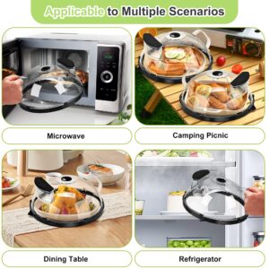 Fkprorjv Microwave Splatter Cover with Water Steamer, 10 inch Clear Microwave Plate Cover for Food, Splatter Guard Microwave Lid for Microwave Oven, Kitchen Gadgets Accessories, Black