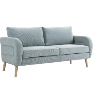 HXZDZ 63" Loveseat Sofa, Comfy Corduroy Couch, Sofa Couch with Solid Wood, Modern Couch with Deep Seat, Small Loveseat for Living Room, Office Couch for Small Spaces,Light Grey