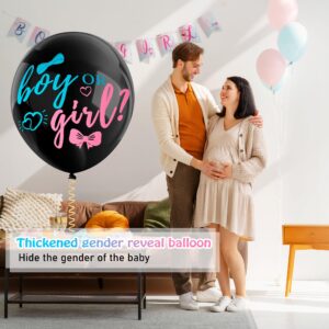 Wsaeig Gender Reveal Balloon Pop - 36 Inch Baby Gender Reveal Balloons With Confetti,2 Pcs Boy or Girl Balloon Gender Reveal Black Large,Big Balloon Gender Reveal Ideas