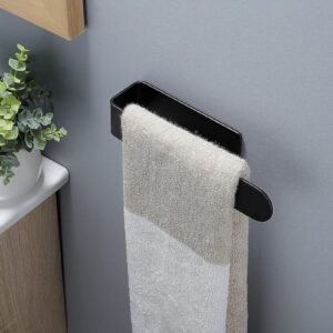 Hand Towel Holder Hand Towel,Strong Self Adhesive Hand Towel Stainless Steel Hand Towel Rack for Bathrooms Kitchen Dish Cloths Hanger Rack (Black)