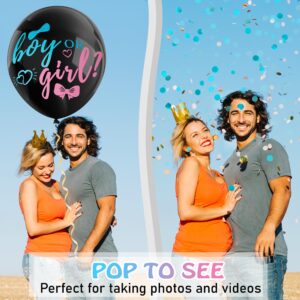 Wsaeig Gender Reveal Balloon Pop - 36 Inch Baby Gender Reveal Balloons With Confetti,2 Pcs Boy or Girl Balloon Gender Reveal Black Large,Big Balloon Gender Reveal Ideas