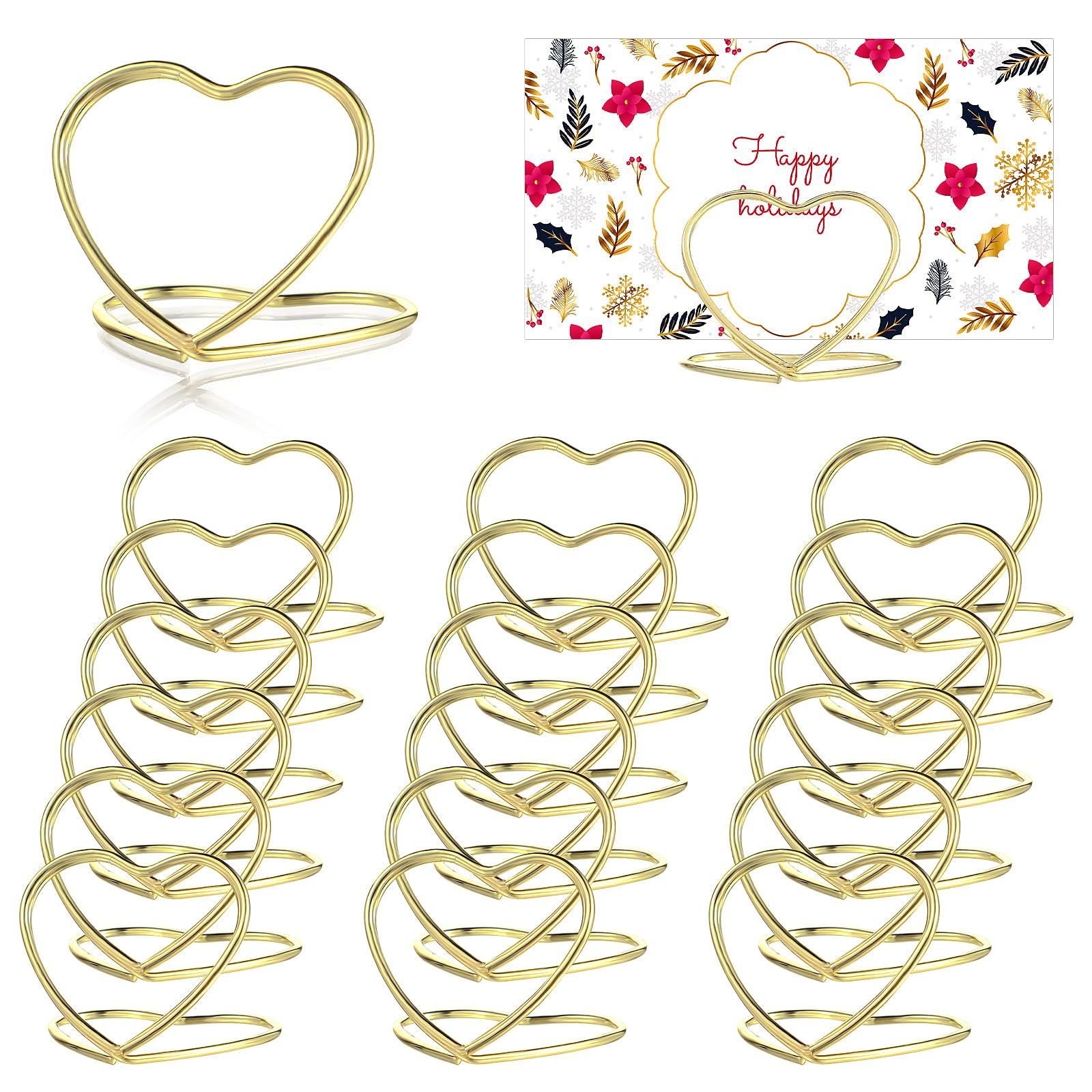 Tucnoeu 30Pcs Photo Holders for Tables Gold Heart Table Number Holder Perfect for Centerpieces, Wedding Receptions, Parties, Birthdays