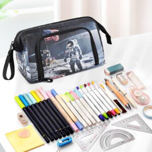 TEAMOMAS Space Astronaut Nasa Apollo Pencil Case Large Pencil Pouch Big Pencil Box Pen Bag Organizer Pencil Bags with Zipper for Adults Girls Kids Boys School 038