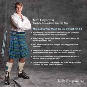 Kilt Emporium Authentic Anderson Tartan Plaid Mens Kilt - Scottish Traditional 5 Yards, 16oz Acrylic Wool Kilts for Men (Ancient Campbell Tartan Kilt, 36)