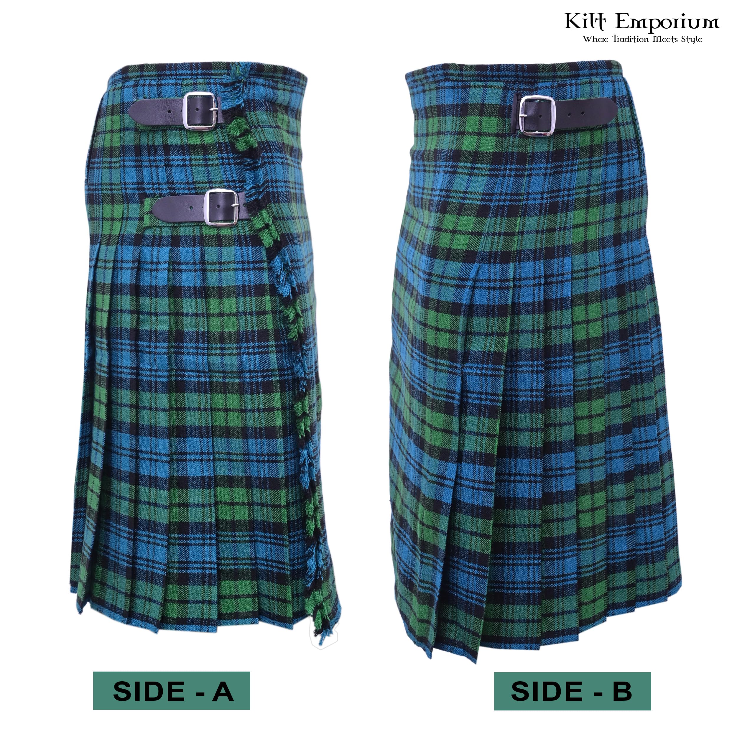 Kilt Emporium Authentic Anderson Tartan Plaid Mens Kilt - Scottish Traditional 5 Yards, 16oz Acrylic Wool Kilts for Men (Ancient Campbell Tartan Kilt, 36)