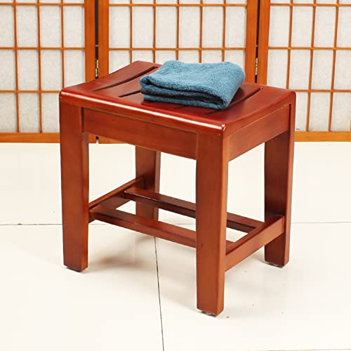 Elderly Bath Stool, Bathroom Bench Stool,Bathtub Shower Chair Bath Bench Wooden Stool Step,Small Footstool Bench Plant Stand Fishing Wood Stools Waterproof Non-Slip Shower Stool For Kitchen Offic