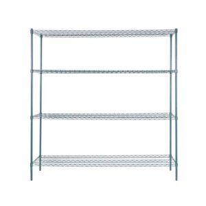 Restaurantware - Shelves ONLY: RW Base 18 x 72 x 1.5 Inch Epoxy Shelves, 4 NSF Certified Wire Shelves - Shelving Posts Sold Separately, with 32 Split Sleeves, Green Steel Shelves, Does Not Corrode