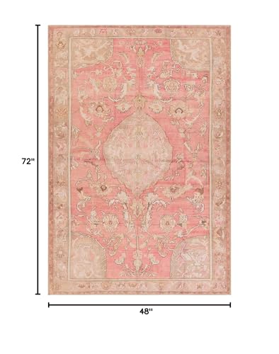 Jaipur Living, Machine Washable 4x6 Area Rug, Boho Pink/Beige Living Room Rug