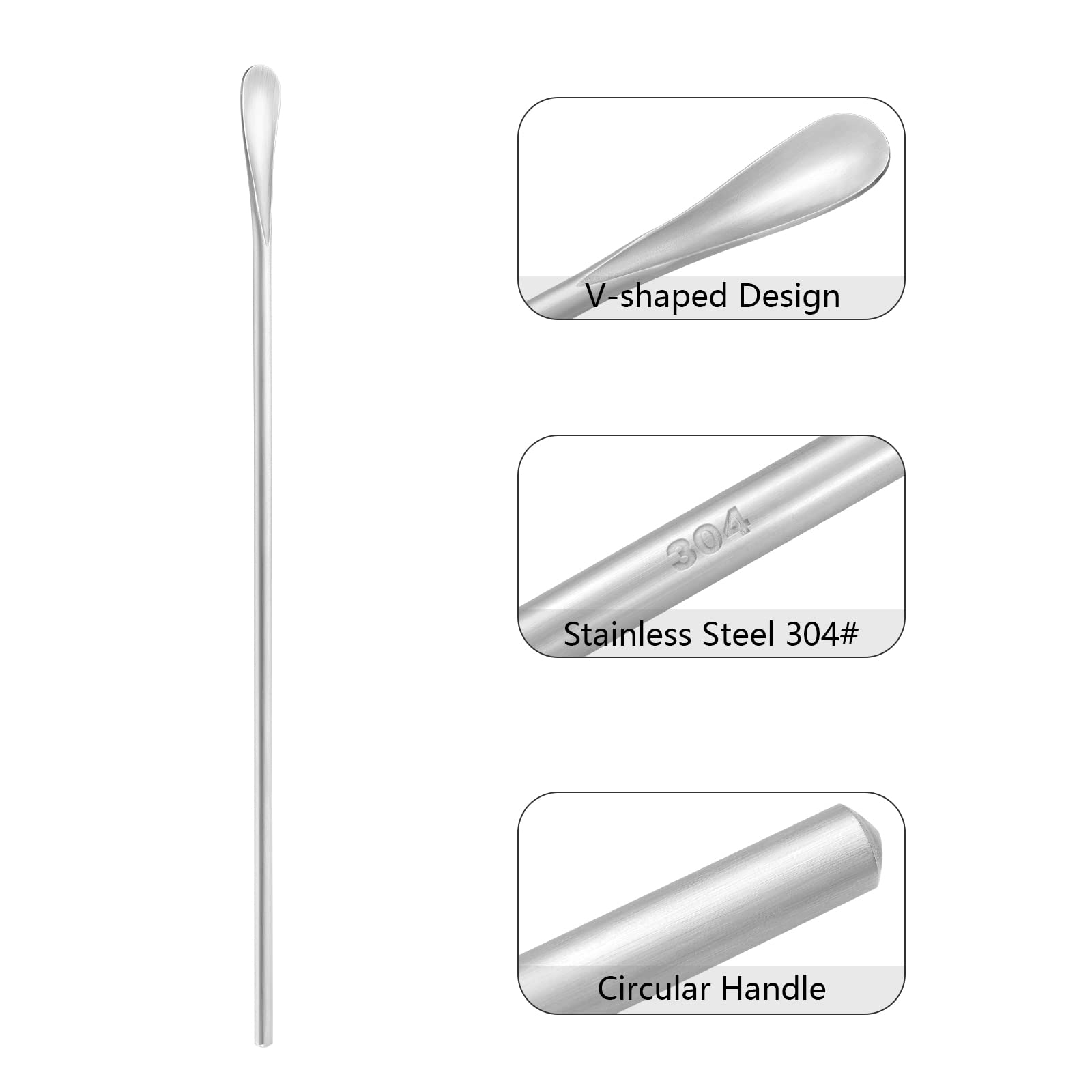 8-piece 10-inch Stainless Steel Coffee Stirring Spoon, Cocktail Stirring Stick with 25.8 cm Length, Small Spoon with Round Handle, Reusable ice tea spoon, Bar spoon. Dishwasher safe.