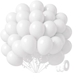 awenztech white balloons 12 inch, white latex balloons 50pcs party balloons for engagement bachelorette bridal shower wedding party birthday decorations