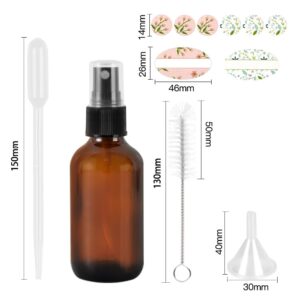 STARSIDE 16 Pack4oz Amber Glass Spray Bottles with Fine Mist Sprayer & Dust Cap for Essential Oils, Perfumes,Cleaning Products, 120 ml Fine Mist Glass Spray Bottle