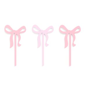 the cotton & canvas co. coquette bow acrylic cupcake toppers, party favors, ribbon, bridal shower, baby shower, girl's 1st birthday, valentine's, girly, set of 12