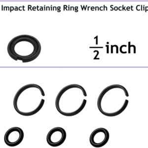 QMTCYXGS ( 12+12 Sets 1/2” & 3/8" Impact Retaining Ring Clip Friction Ring Hog Ring with O-Ring for Milwaukee Electric Pneumatic Type Impact Wrench, Includes Install Tool