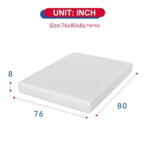 FDW 8 Inch King Mattress Gel Memory Foam Mattress for Cool Sleep & Pressure Relief, Medium Firm Mattresses CertiPUR-US Certified/Bed-in-a-Box/Pressure Relieving （8 inch, King）