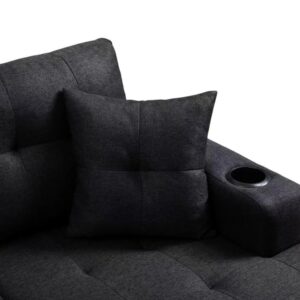 96" Sectional Sofa L-Shaped Couch with Chaise Lounge, Modern Corner Sofa Couch with Cup Holder and Pillows, 4-seat Sectional Sofa Cloud Couches for Living Room Apartment Office, Black