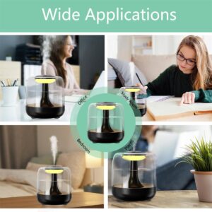 Portable Mini Humidifier for Bedroom, 440ml Small USB Cool Mist Humidifier with Colorful LED Night Light, Personal Desktop Humidifier for Office, Travel, Plants, Super Quiet, Black