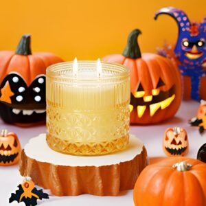 Chloefu LAN Pumpkin Candle, Halloween Candles Gift, Fall Candles for Home Scented, Highly Scented Candles, Luxury Jar Farmhouse Candles with up to 70 Hour Long Lasting Burning, 14 oz