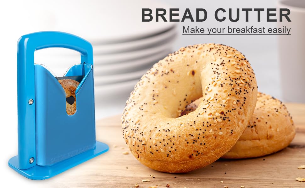 Bagel Slicer, Perfect for Bagels, Bagel Cutter Stainless Steel, Blue