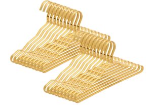 clothes hangers metal 20 pack,smooth surface shirt dress hanger,durable heavy duty coat hangers,gold aluminum suit hangers,16.5” standard hangers for jacket trouser pant slack