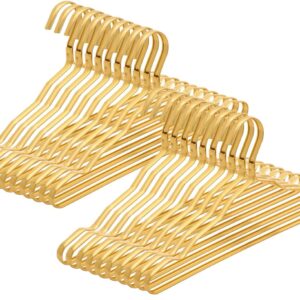 Clothes Hangers Metal 20 Pack,Smooth Surface Shirt Dress Hanger,Durable Heavy Duty Coat Hangers,Gold Aluminum Suit Hangers,16.5” Standard Hangers for Jacket Trouser Pant Slack