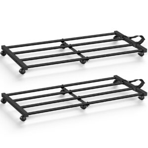 mr ironstone lengthened under bed storage with 6 wheels, rolling underbed storage with handle, metal under the bed storage with high load capacity up to 80lbs (2 pack (36.42"x16.73"x2.36"))