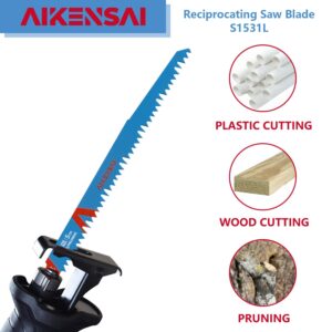 AIKENSAI 10-Piece Reciprocating Saw Blades Set Wood Metal Pruning Saw Blades with Organizer Tube Compatible with Milwaukee Makita Dewalt Ryobi etc