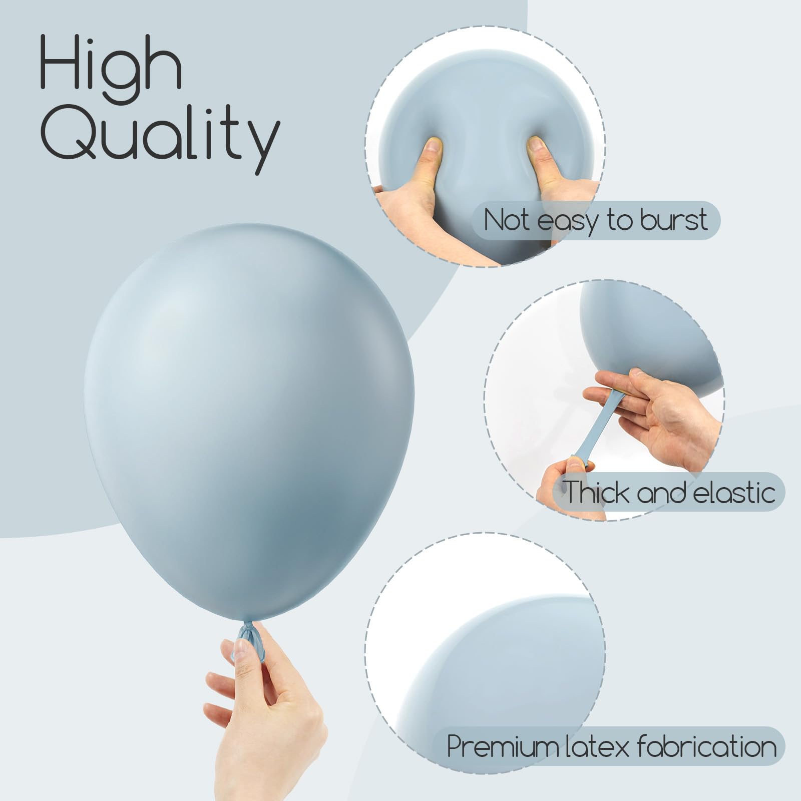 Awenztech 110pcs Dusty Blue Balloons, 18 12 10 5 inch Dusty Blue Balloons Different Sizes Dusty Blue Balloon Arch Kit for Bridal Shower Gender Reveal Baby Shower Birthday Party Decorations