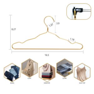 Clothes Hangers Metal 20 Pack,Smooth Surface Shirt Dress Hanger,Durable Heavy Duty Coat Hangers,Gold Aluminum Suit Hangers,16.5” Standard Hangers for Jacket Trouser Pant Slack