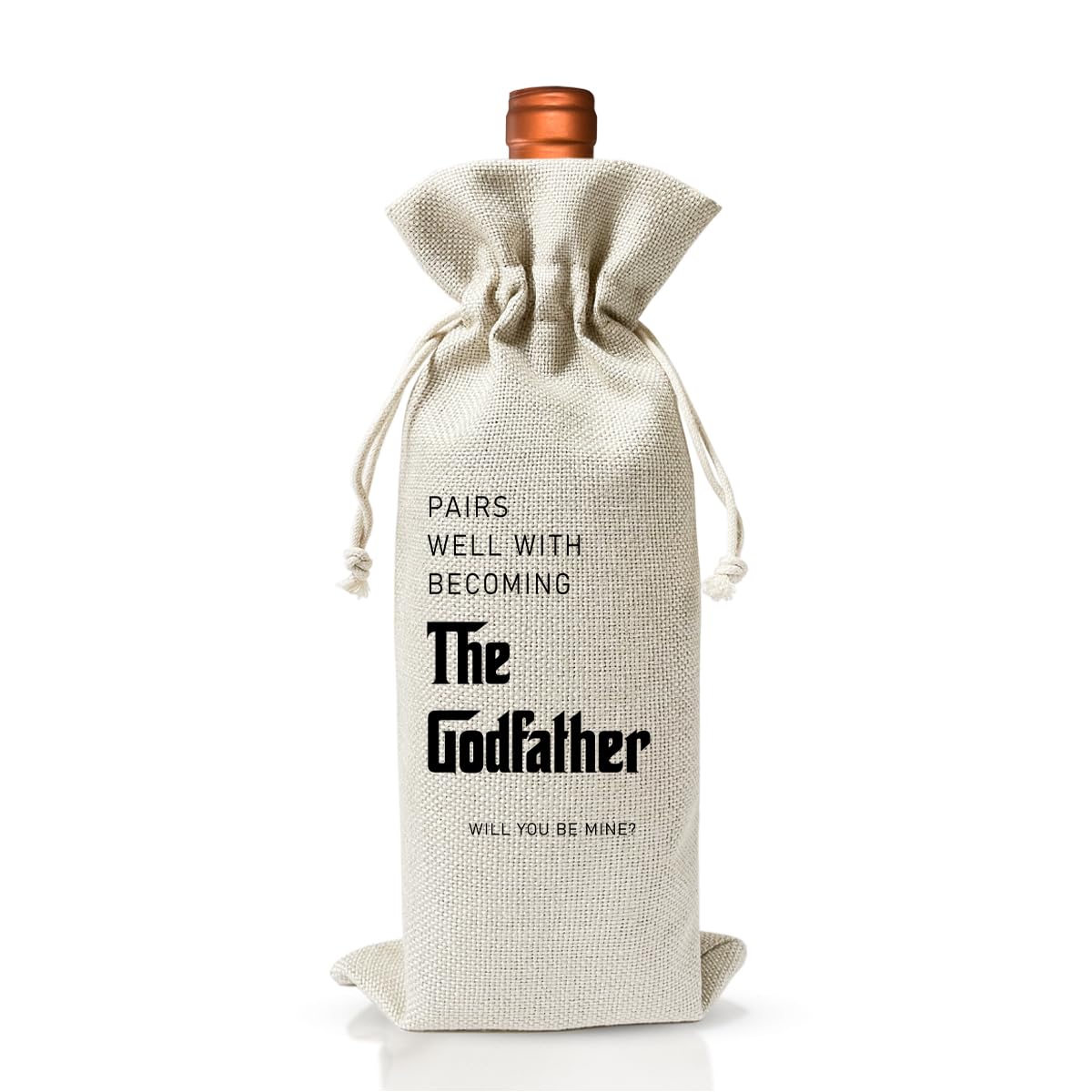 Godfather Proposal Gift Wine Bag, Pairs Well With Becoming A Godfather, Appreciation Christening Thank You Gift For New Godfather, Baby Shower or Party Favor, Baptism Decor, Baby Announcement Gift