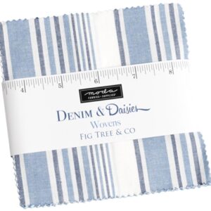 Denim & Daisies Wovens Charm Pack by Joanna Figueroa; 42-5" Precut Fabric Quilt Squares