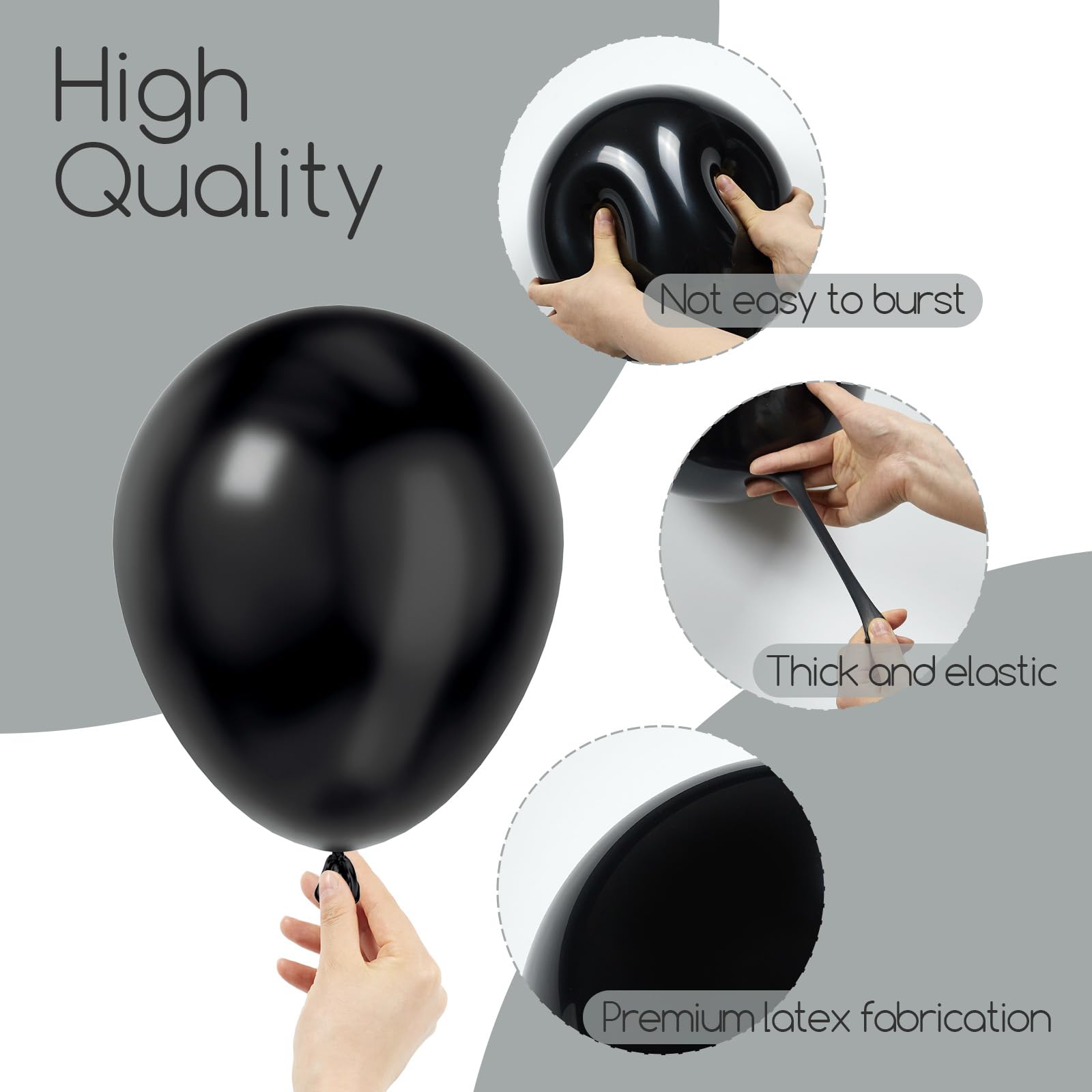 Awenztech 120pcs Black Balloon Arch Kit, 18 12 10 5 inch Black Latex Balloons Different Sizes Black Balloon Garland for Graduation Halloween Birthday Party Decorations