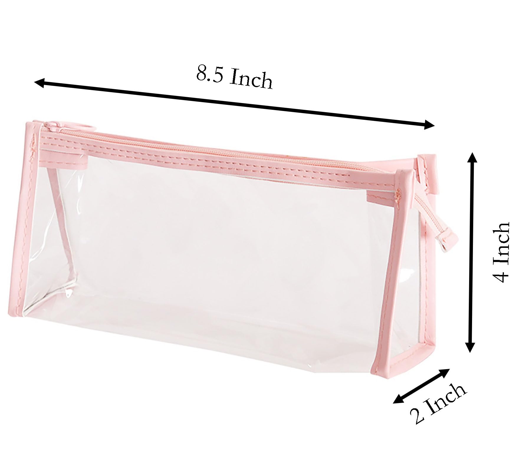 YIKANGHENG 2 Pcs Pen and Pencil Box, 8.5 Inch x 4 Inch x 2 Inch PVC Transparent Soft Pencil Bag for Pen and Marker Storage and Holiday Gifts (Pink)