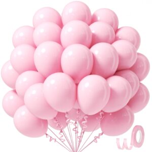 awenztech light pink balloons 12 inch, pastel pink latex balloons 50pcs party balloons for graduation bridal baby shower gender reveal birthday party decorations