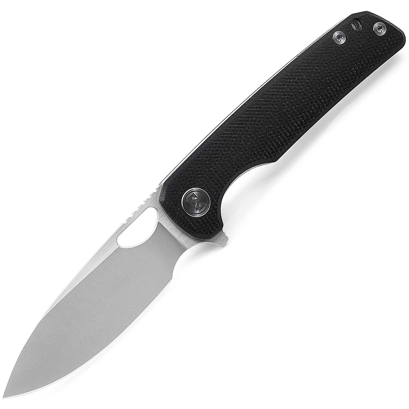 Miguron Knives M Galaty Flipper Folding Knife,3.25" 14C28N Satin Blade Black Micarta Handle, Outdoor Camping Hiking Pocket Knife MGR-818MWBK