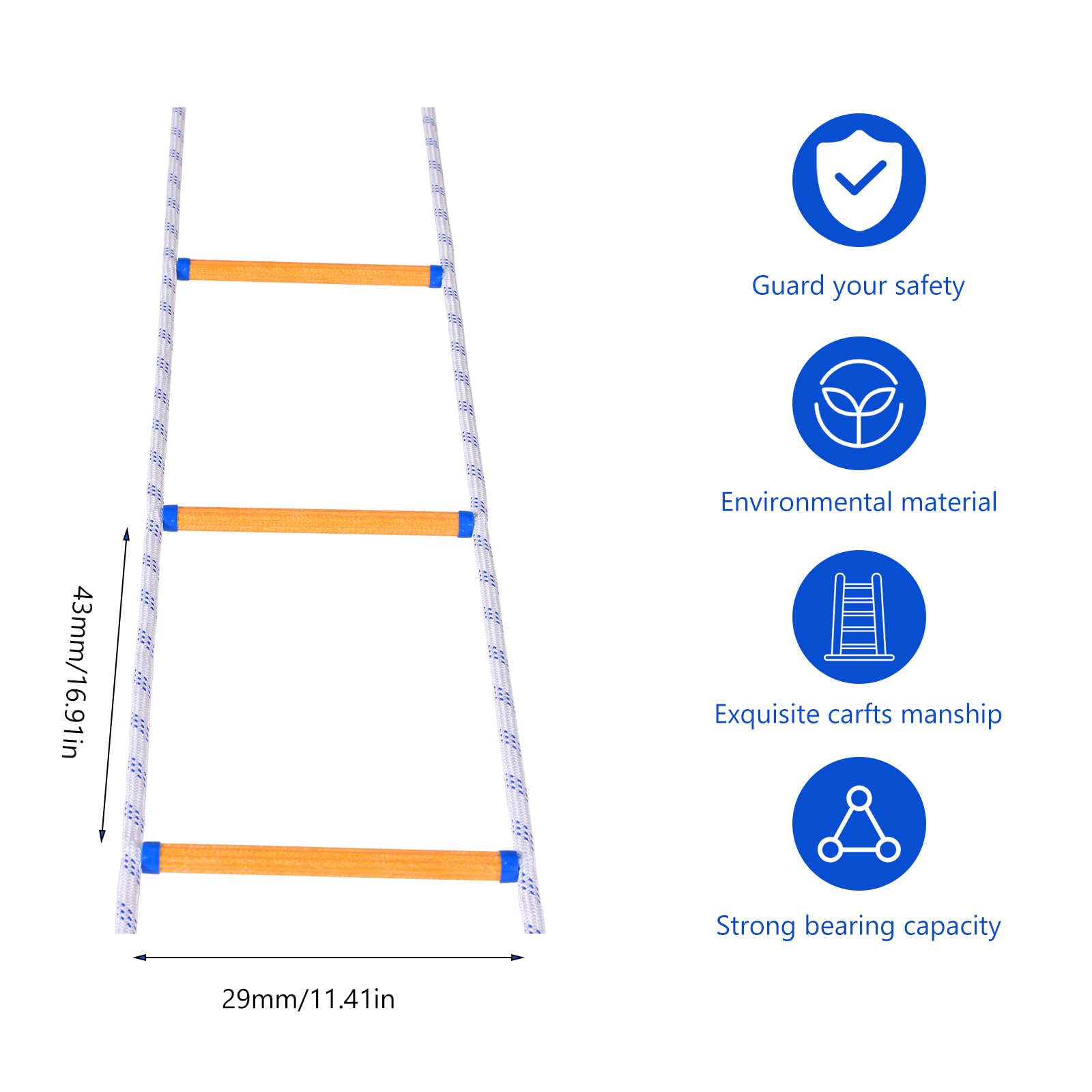 Rope Ladder,26.2 Feet Emergency Fire Escape Ladder Flame Resistant,Safety Balcony Fire Ladder with Hooks,Fast to Deploy Portable and Reusable 3 Story,Weight Capacity up to 2000 Pounds