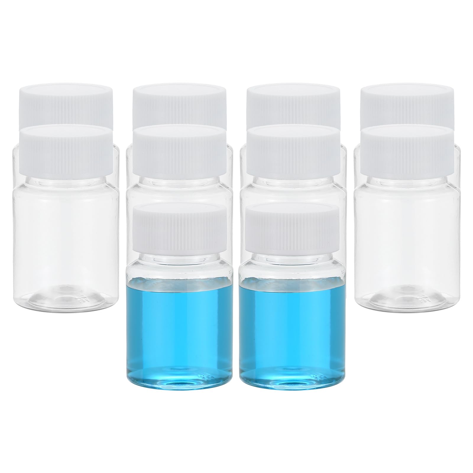 PATIKIL 10 Pcs 50ml Reagent Bottles, PET Wide Mouth Round Bottles with Screw Cap for Lab Water Reagent Liquids Solid Sample Storage Seal, Transparent