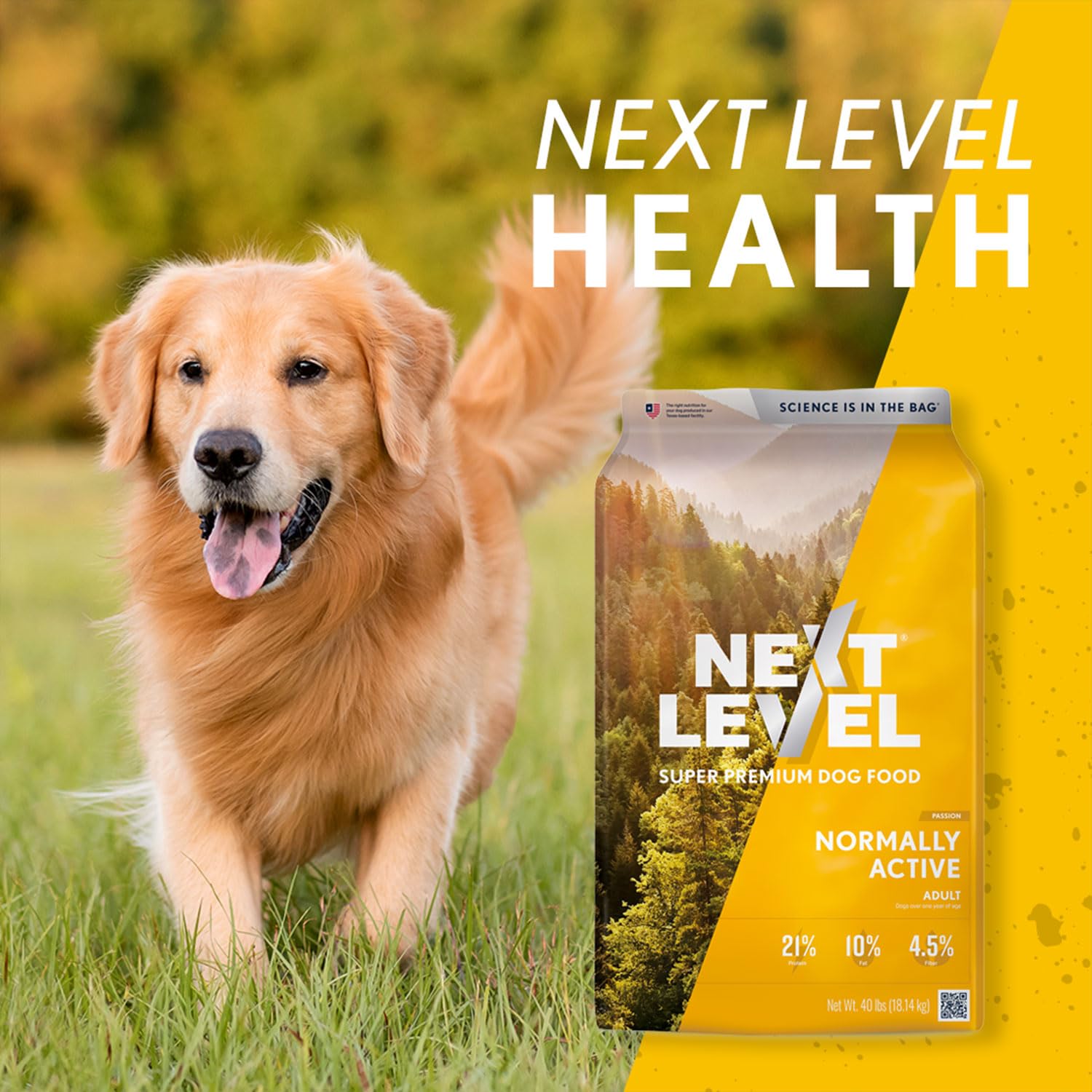 Next Level Super Premium Dog Food – Normally Active – Dry Kibble for Adult Dogs of All Breeds – 21% Protein, Beef, Pork, Fish, Chicken, Gluten Free Grains