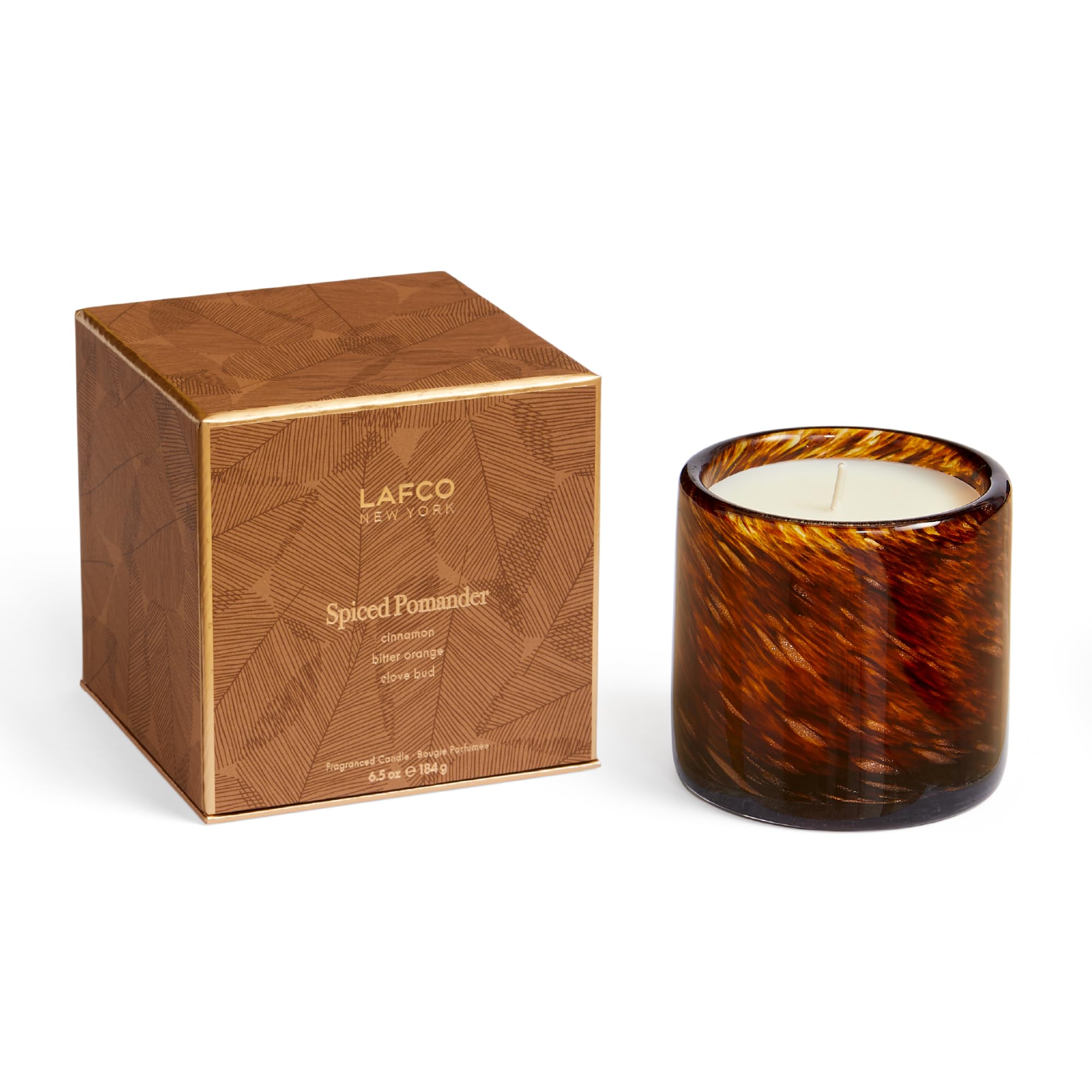 LAFCO New York 2024 Holiday Classic Candle, Spiced Pomander - 6.5 oz - 50-Hour Burn Time - Reusable, Hand Blown Glass Vessel - Made in The USA