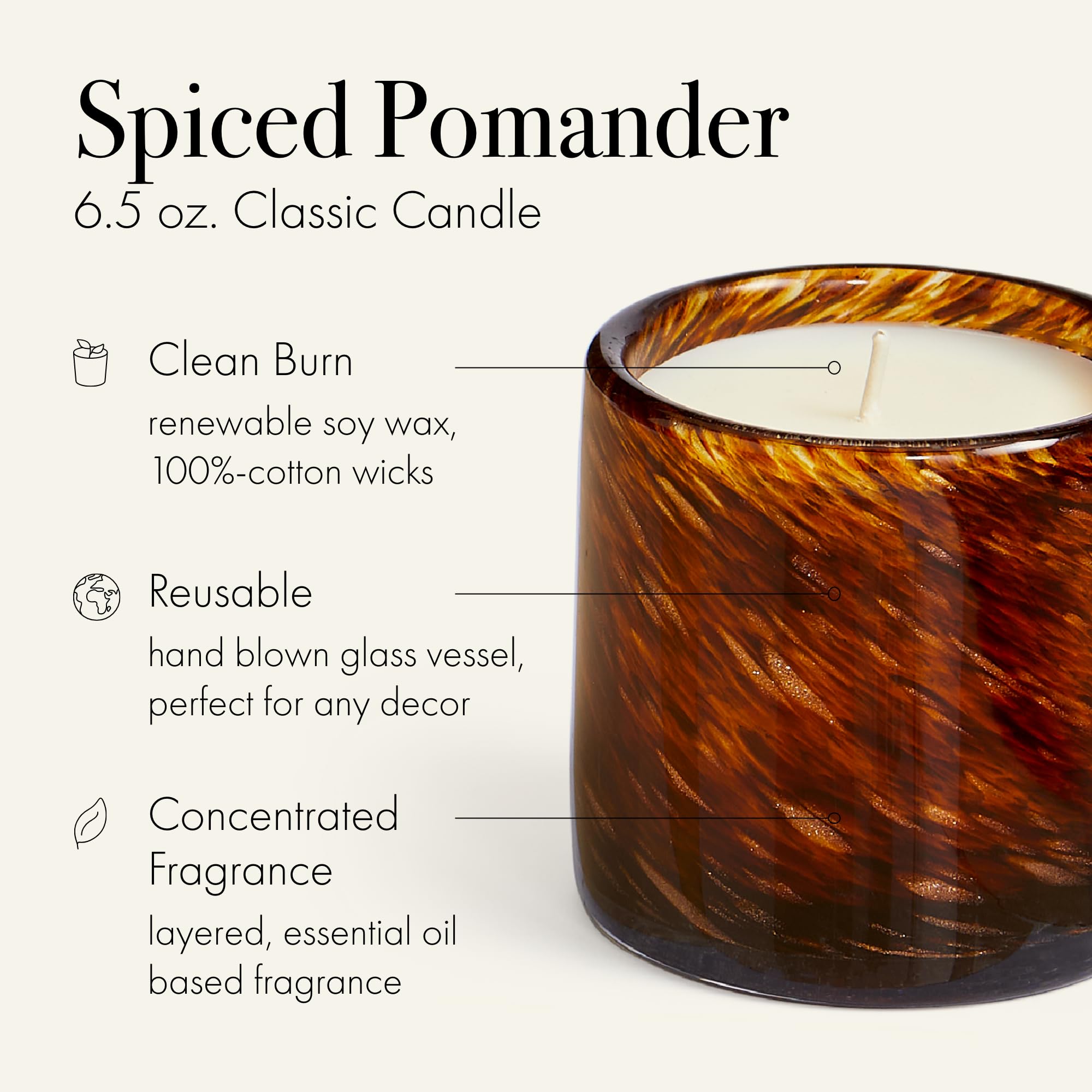 LAFCO New York 2024 Holiday Classic Candle, Spiced Pomander - 6.5 oz - 50-Hour Burn Time - Reusable, Hand Blown Glass Vessel - Made in The USA